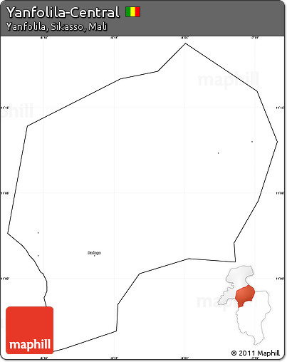 Blank Simple Map of Yanfolila-Central, cropped outside