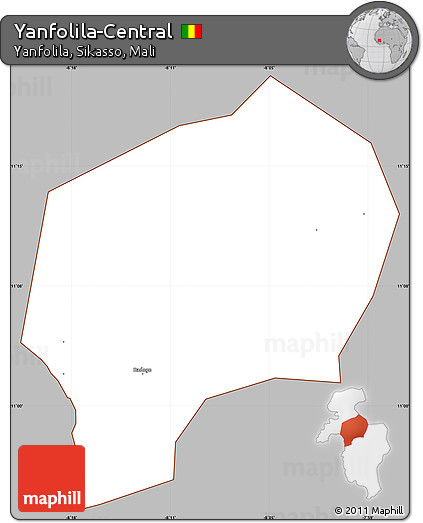 Gray Simple Map of Yanfolila-Central, cropped outside