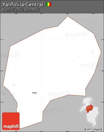 Gray Simple Map of Yanfolila-Central, cropped outside