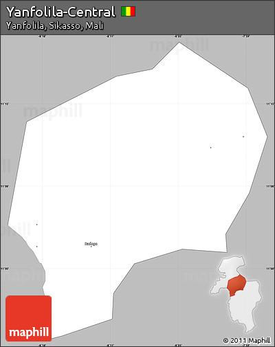Gray Simple Map of Yanfolila-Central, single color outside