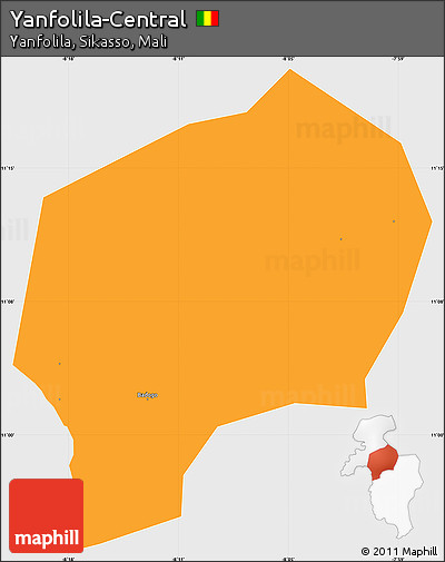 Political Simple Map of Yanfolila-Central, single color outside