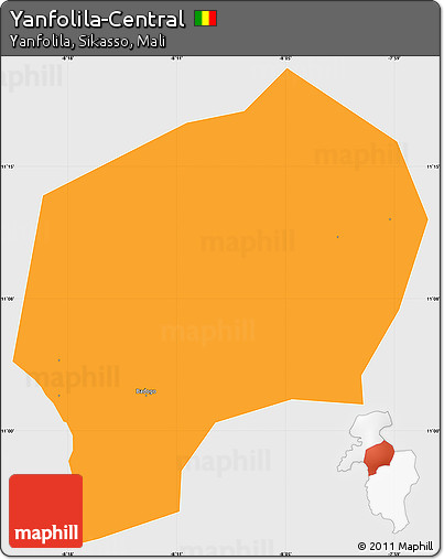 Political Simple Map of Yanfolila-Central, single color outside