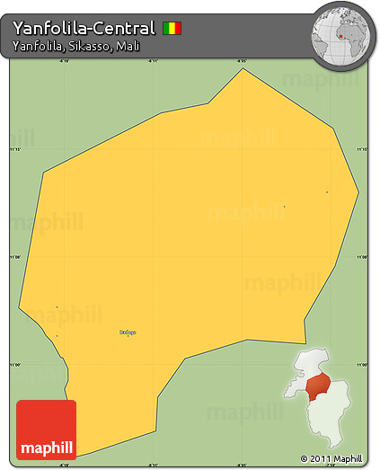 Savanna Style Simple Map of Yanfolila-Central, cropped outside