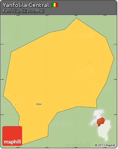 Savanna Style Simple Map of Yanfolila-Central, cropped outside