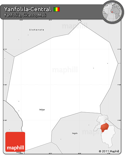 Silver Style Simple Map of Yanfolila-Central