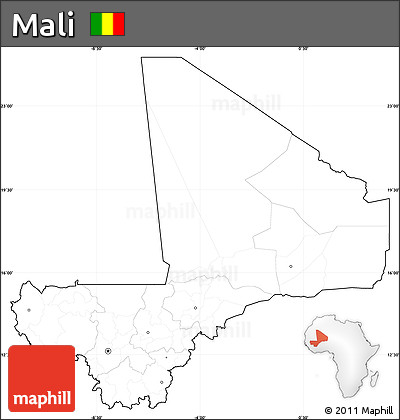 Blank Simple Map of Mali, cropped outside, no labels