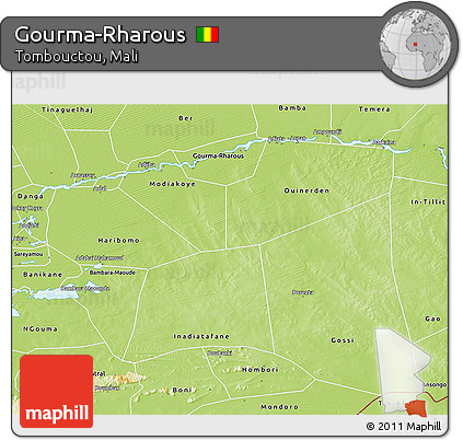Physical 3D Map of Gourma-Rharous