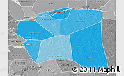 Political Shades 3D Map of Gourma-Rharous, desaturated
