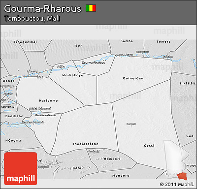Silver Style 3D Map of Gourma-Rharous