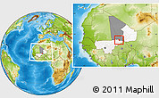 Physical Location Map of Bambara-Maoude, highlighted country, highlighted grandparent region, within the entire country