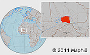 Gray Location Map of Gourma-Rharous, hill shading