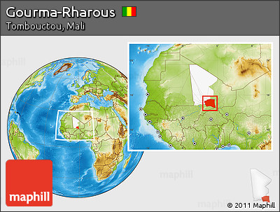 Physical Location Map of Gourma-Rharous, highlighted parent region, within the entire country