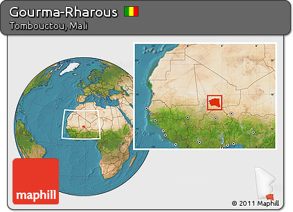 Satellite Location Map of Gourma-Rharous, within the entire country