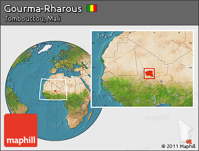 Satellite Location Map of Gourma-Rharous, within the entire country
