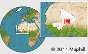 Satellite Location Map of Gourma-Rharous, highlighted country, within the entire country
