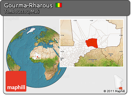 Satellite Location Map of Gourma-Rharous, highlighted country