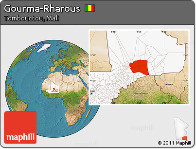Satellite Location Map of Gourma-Rharous, highlighted country