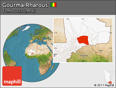 Satellite Location Map of Gourma-Rharous, highlighted country
