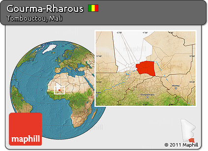 Satellite Location Map of Gourma-Rharous, highlighted parent region
