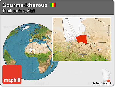 Satellite Location Map of Gourma-Rharous, highlighted parent region