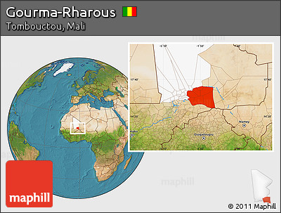 Satellite Location Map of Gourma-Rharous, highlighted parent region
