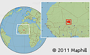 Savanna Style Location Map of Gourma-Rharous, within the entire country