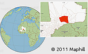 Savanna Style Location Map of Gourma-Rharous, highlighted country