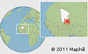 Savanna Style Location Map of Gourma-Rharous, highlighted parent region, within the entire country