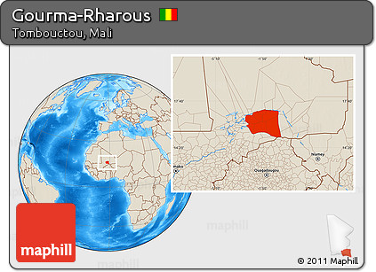 Shaded Relief Location Map of Gourma-Rharous