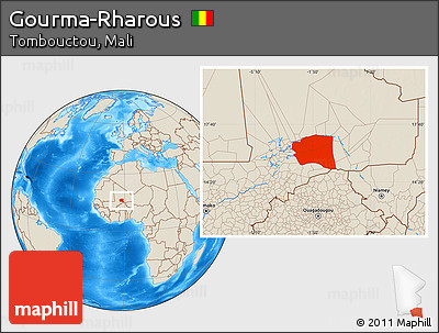 Shaded Relief Location Map of Gourma-Rharous