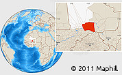 Shaded Relief Location Map of Gourma-Rharous, highlighted parent region