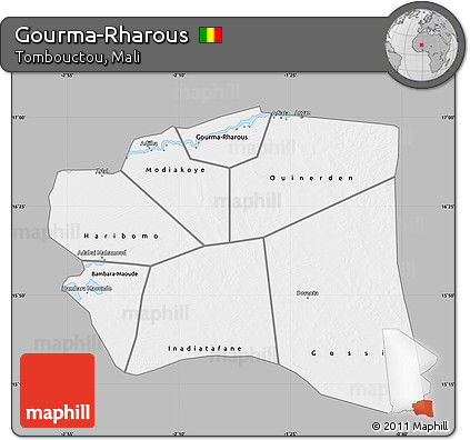 Gray Map of Gourma-Rharous, single color outside