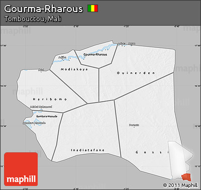 Gray Map of Gourma-Rharous, single color outside