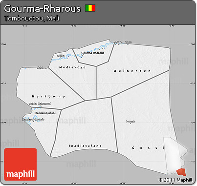Gray Map of Gourma-Rharous, single color outside