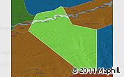 Political 3D Map of Modiakoye, darken