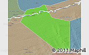 Political 3D Map of Modiakoye, semi-desaturated
