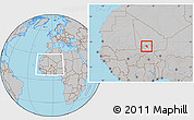 Gray Location Map of Modiakoye, within the entire country