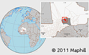 Gray Location Map of Modiakoye, highlighted country, highlighted parent region
