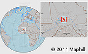 Gray Location Map of Modiakoye, hill shading
