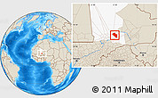 Shaded Relief Location Map of Modiakoye, highlighted grandparent region