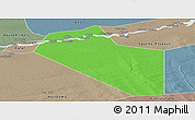 Political Panoramic Map of Modiakoye, semi-desaturated