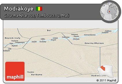 Shaded Relief Panoramic Map of Modiakoye