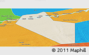 Shaded Relief Panoramic Map of Modiakoye, political outside