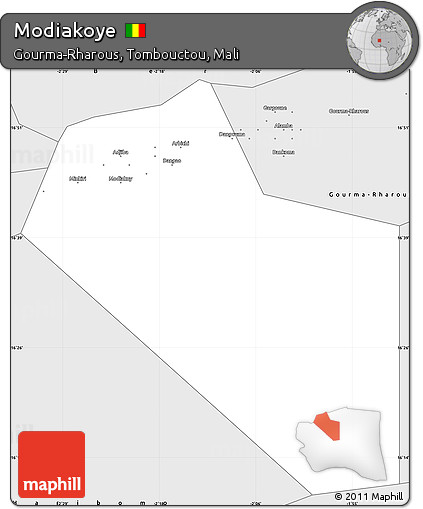 Silver Style Simple Map of Modiakoye