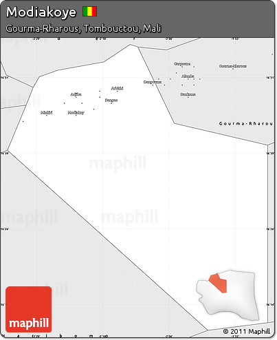 Silver Style Simple Map of Modiakoye