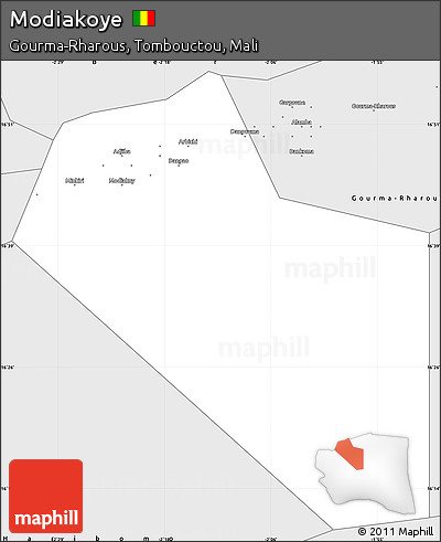 Silver Style Simple Map of Modiakoye