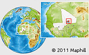 Physical Location Map of Ouinerden, highlighted country, highlighted parent region, within the entire country