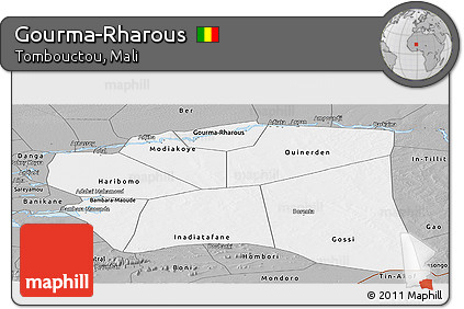 Gray Panoramic Map of Gourma-Rharous