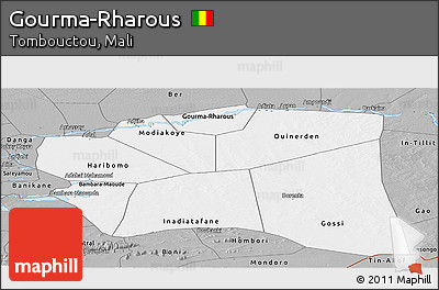 Gray Panoramic Map of Gourma-Rharous