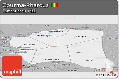 Gray Panoramic Map of Gourma-Rharous